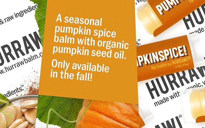 Hurraw! Pumpkin Spice Lip Balm: Organic, Certified Vegan, Cruelty and Gluten Free. Non-GMO, 100% Natural Ingredients. Bee, Shea, Soy and Palm Free. Made in USA-Velvo Beauty
