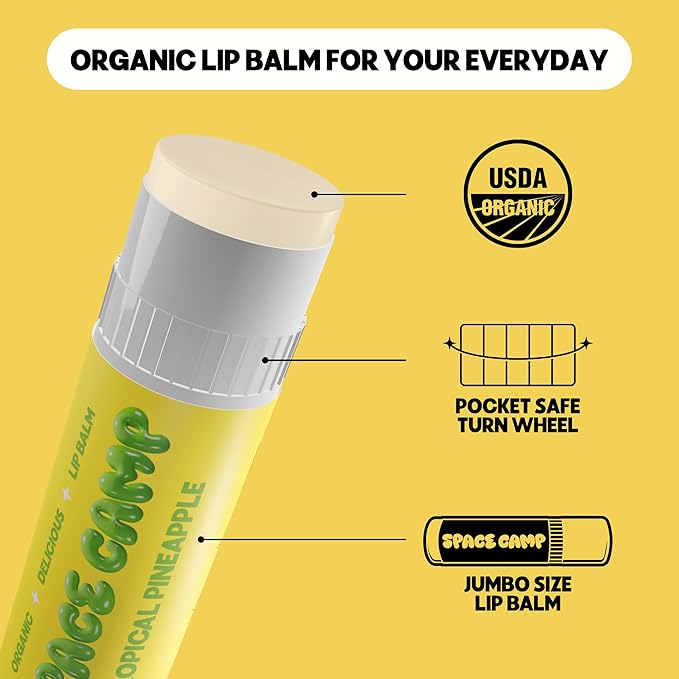 Wellness Jumbo Lip Balm - Tropical Pineapple Organic Flavored Balm (2 Pack)-Velvo Beauty