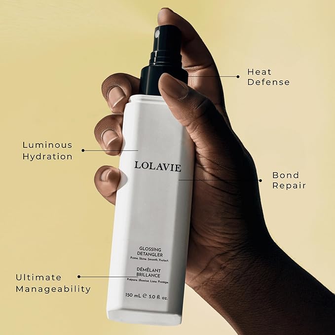 LolaVie Glossing Detangler - 5 oz - Delivers 15x Softer, Smoother Hair & 99% Reduction in Flyaways - 450-Degree Heat Protectant - Color Safe - All Hair Types-Velvo Beauty