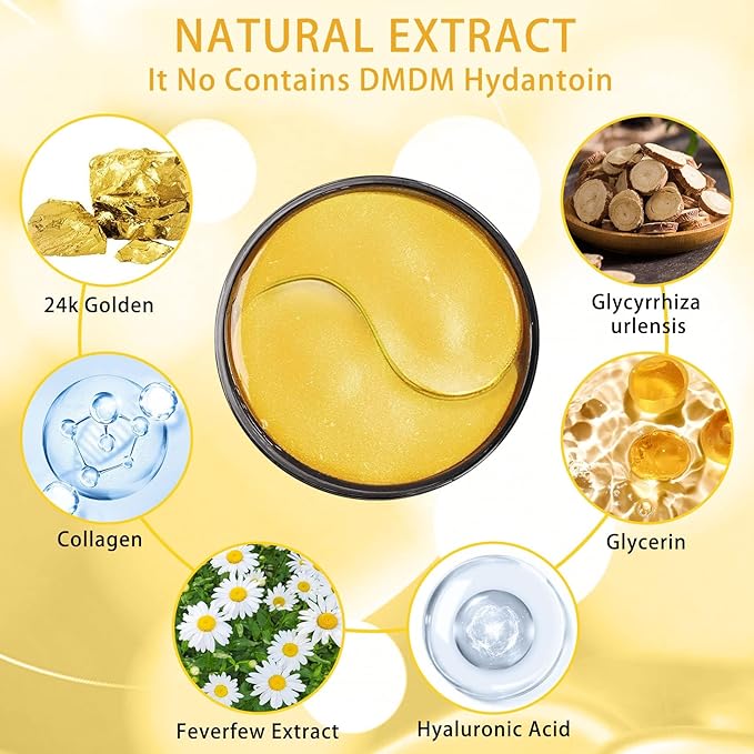 24K Gold Under Eye Patches Gel Eye Pad Hot Cold Eye Mask,Eye Masks Skincare for Removing Dark Circles and Puffiness,Reduce Wrinkles,Eye Bags and Fine Lines (68 Pcs-Velvo Beauty