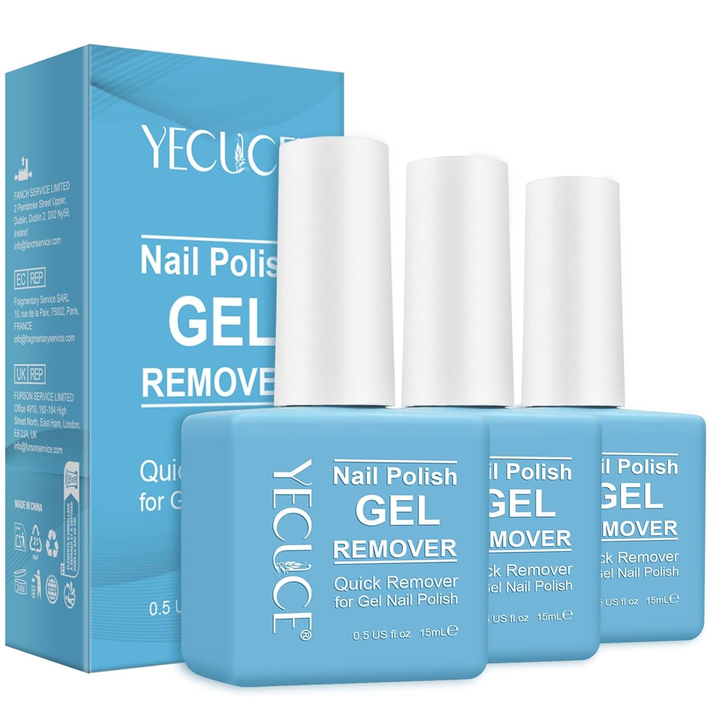 Gel Polish Remover, (3pcs) Gel Nail Polish Remover, No Need for Foil, Quick & Easy Polish Remover In 3-5 Minutes, No Need Soaking Or Wrapping-0.5floz-Velvo Beauty