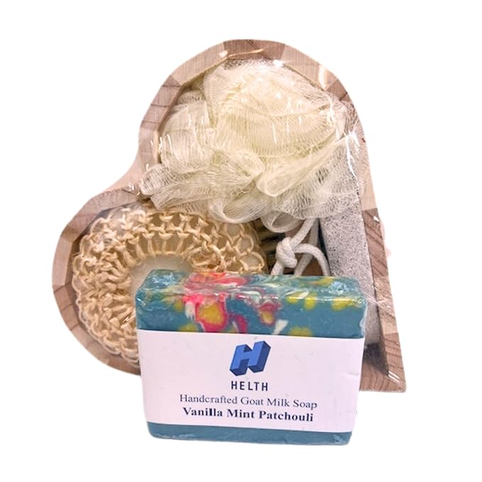Spa Kit Birthday Box With Loofah Body Brush Vanilla Mint Patchouli Goat Milk Soap-Velvo Beauty