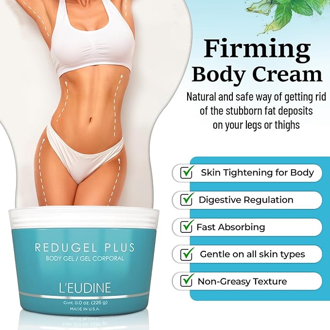 L’EUDINE Redugel Plus Skin Tightening Cream for Body, Firming Cream with Mint Oil, Field Horsetail, Marine Algae, Maca Extract, Skin Firming and Tightening Lotion – 8oz-Velvo Beauty