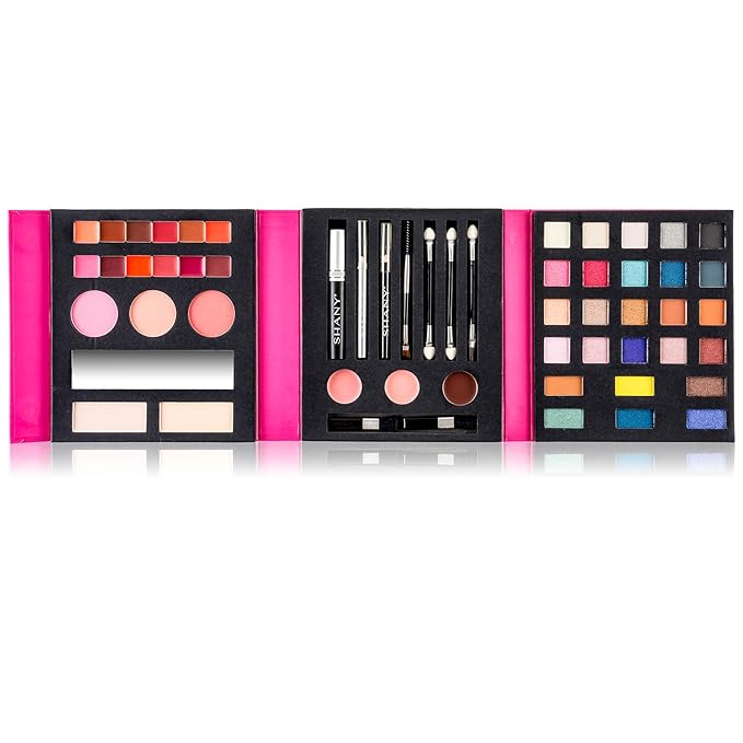 SHANY Beauty Book Makeup Kit All in one Travel Makeup Set - 35 Colors Eyeshadow, Eye brow, makeup blushes, powder palette,10 Lip Colors, Eyeliner pens & makeup Mirror - Holiday Makeup Gift Set-Velvo Beauty