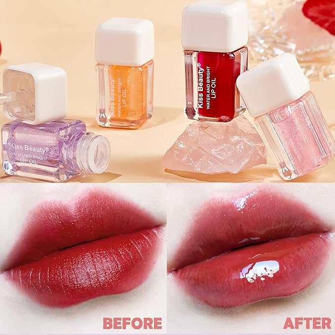 Plumping Lip Oil,Lip Gloss Hydrating Tinted Lip Balm Lip Care Transparent Toot Lip Oil Tinted Lip Glow Oil Long Lasting Nourishing Non-sticky Repairing Lightening Lip Lines Shine Primer Lip Tint（Grape)-Velvo Beauty