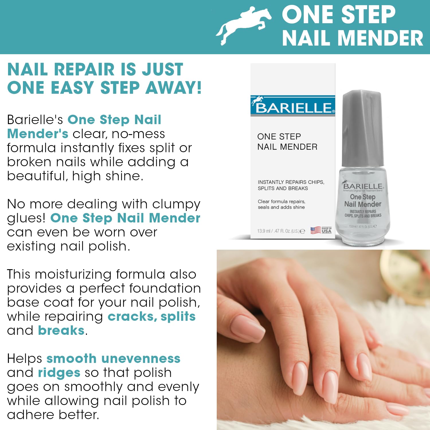 Barielle One Step Nail Mender .47 oz. - Repairs Split, Chipped and Damaged Nails Clear-Velvo Beauty