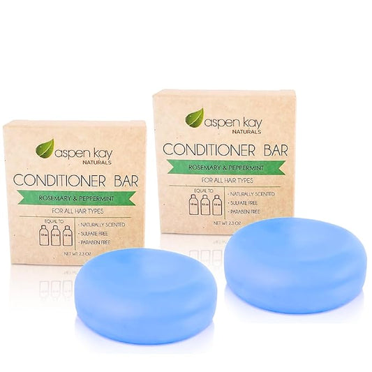 Peppermint & Rosemary Natural Hair Conditioner Bar, Organic, Vegan, Volumizing, Hydrating Argan Oil Conditioner for Curly or Straight Hair, Paraben & Sulfate Free, Made in USA - 2.3 oz.-Velvo Beauty