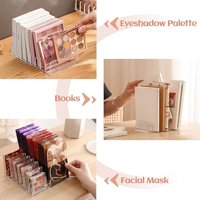 FLMOUTN 4 Pack Makeup Pallet Organizer Eyeshadow Palette Organizers Acrylic 8-Cell Make up Palette Holder Cosmetic Storage for Contour Kit, Eye Shadow, Blush-Velvo Beauty