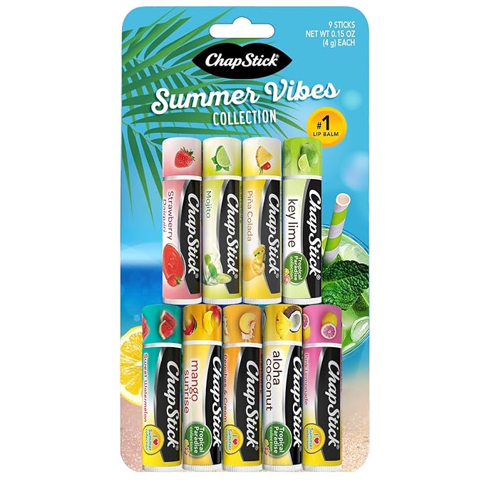 ChapStick Summer Vibes Collection – Tropical Paradise, Mocktail, and I Love Summer Lip Balm Collections, 0.15 Oz Ea (9 Piece Set)-Velvo Beauty