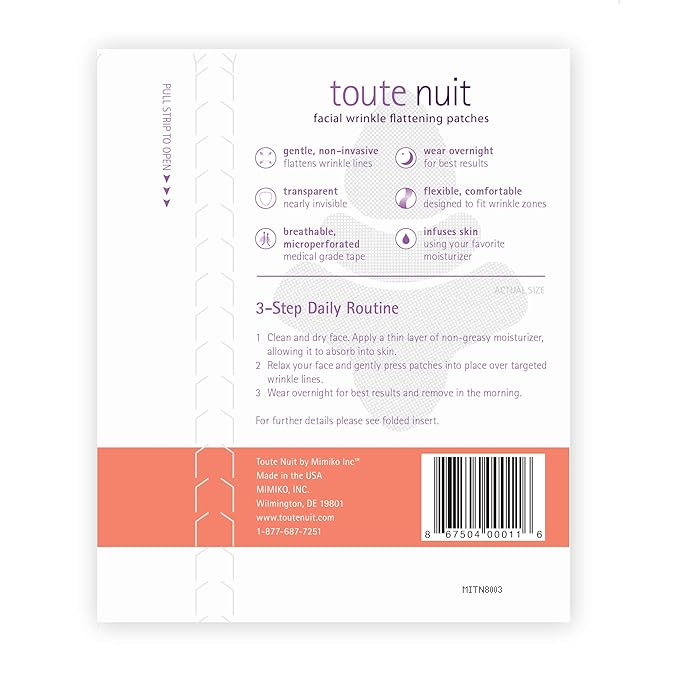 Toute Nuit Wrinkle Patches – Trial Pack – Face Tape for Forehead, Eyes & Mouth – Hypoallergenic Anti Wrinkle Patches – 54 Count, Made in USA-Velvo Beauty