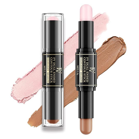 FV Cream Contour Stick, 2-in-1 Face Shaping Stick for Highlighting & Contouring, Bronzer Stick，Long Lasting & Waterproof，Non-Sticky Highlighter Makeup Pen for Medium/Tan Skin Tones, 0.26oz (7.5g)-Velvo Beauty