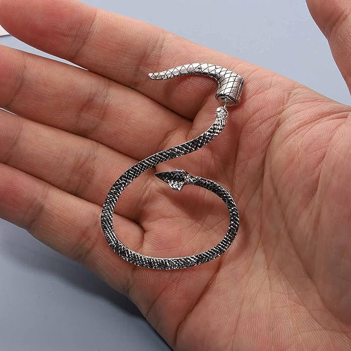 Punk Snake Cuff Earrings Silver Snake Ear Climber Earrings Cartilage Ear Crawler Earrings Gothic Serpent Clip on Wrap Earrings Jewelry for Women-Velvo Beauty