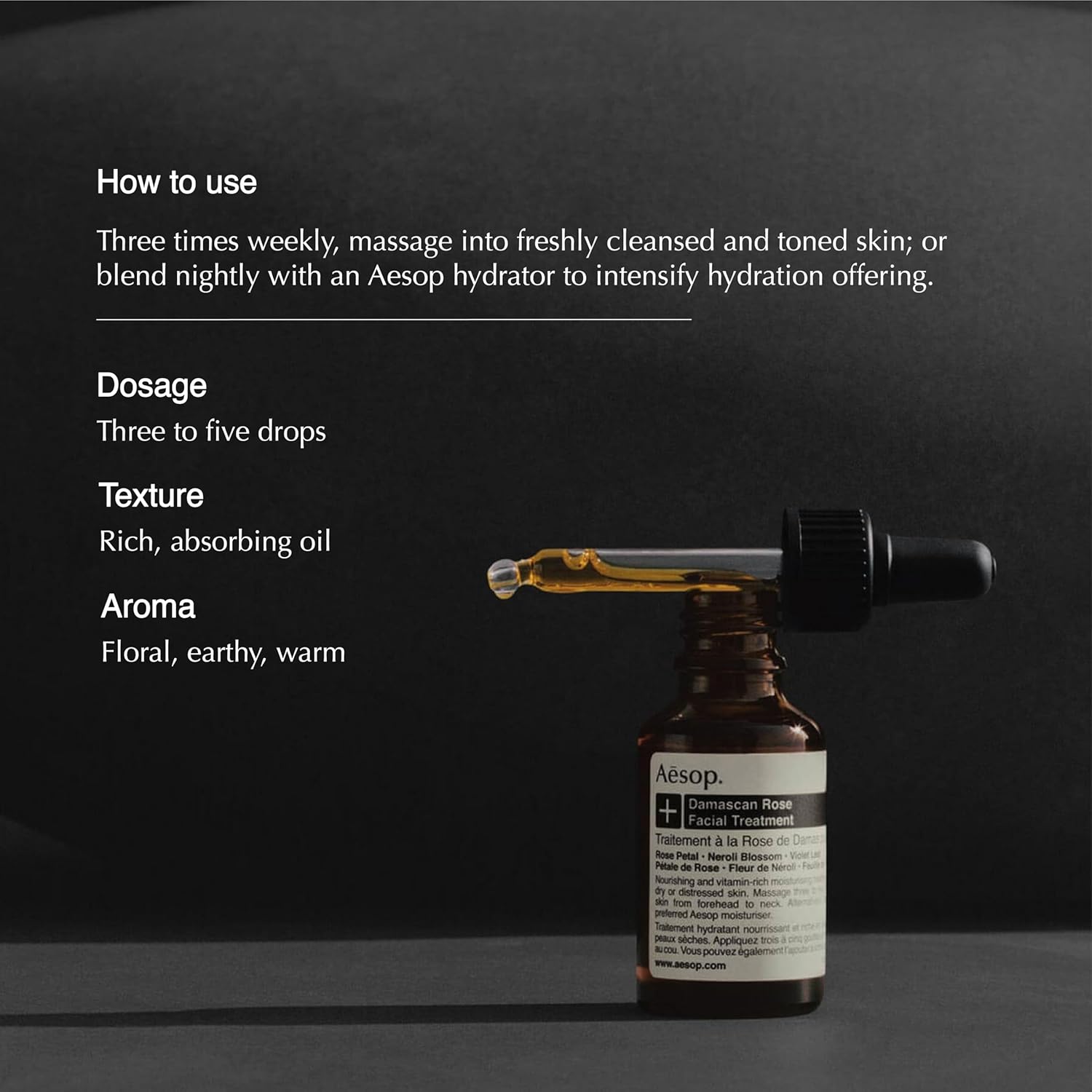 Aesop Damascan Rose Facial Treatment Oil | Hydrating Face Oil with Rose Petal, Neroli Blossom & Violet Leaf | Nourishing Vitamins & Fatty Acids for Dry, Distressed Skin | 0.8 fl oz-Velvo Beauty