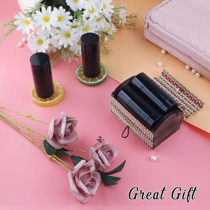 12 Pieces 15g Black Plastic Deodorant Containers,Empty 1/2 oz Travel Lip Balm Tubes,Refillable Twist-UP Solid Perfume Tubes,Lipstick Tubes for DIY-Velvo Beauty