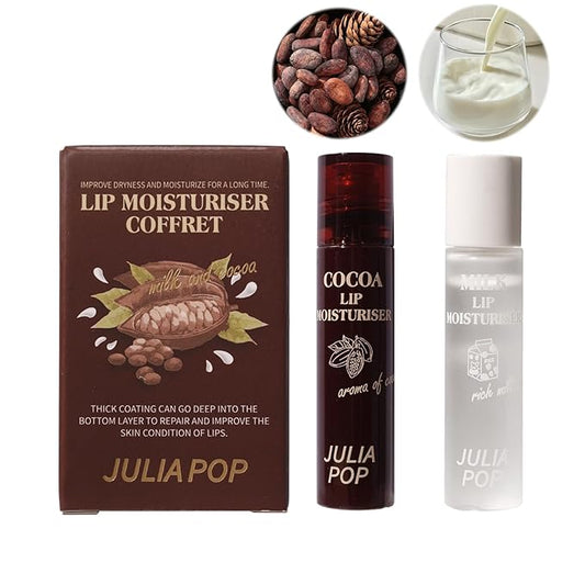 Lip Oil, Lip Balm Set Lasting Moisturizing and Care of your Lips, Lip Sleeping Mask Cracked Dry Lips Moisturize, Coco for Day and Milk for Night（Pack of 2）-Velvo Beauty