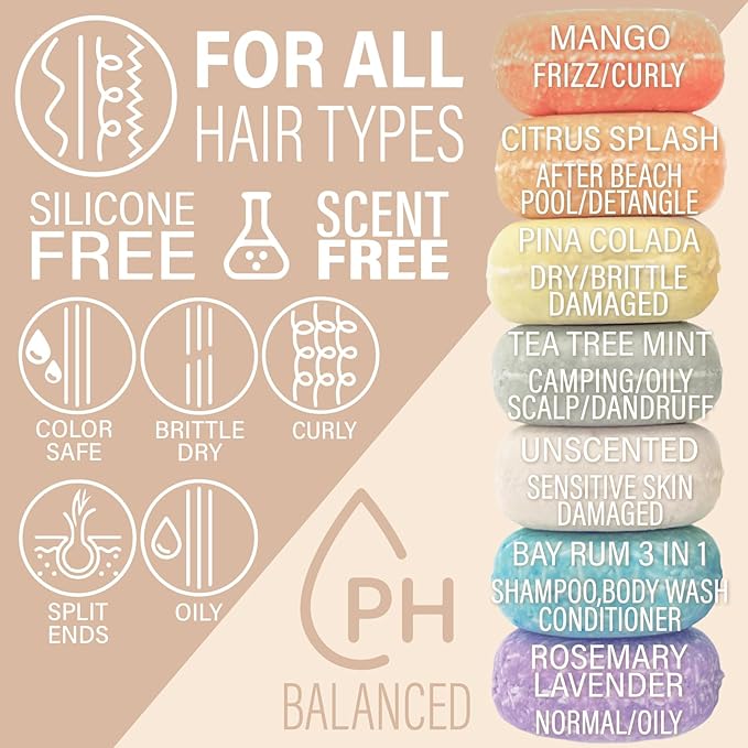 Unscented Shampoo Bar for all hair types is Vegan, Sulfate Free and Made in USA. Get up to 60 Washes at Home or use as a Travel Shampoo. Great for strenghtening shampoo for sensitive skin.-Velvo Beauty