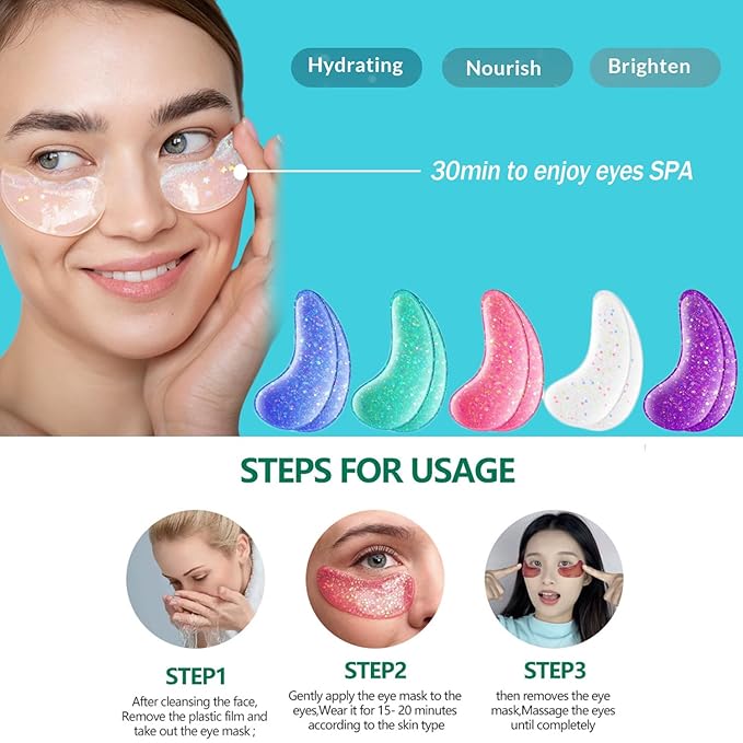 28 Pairs Collagen Eye Mask, Anti Wrinkle Eye Patches for Puffy Eyes and Dark Circles, Natural Marine Collagen Eye Gel Pads for Puffiness, Eye Treatment Skin Care for Puffiness Wrinkle Eye Bags-Velvo Beauty