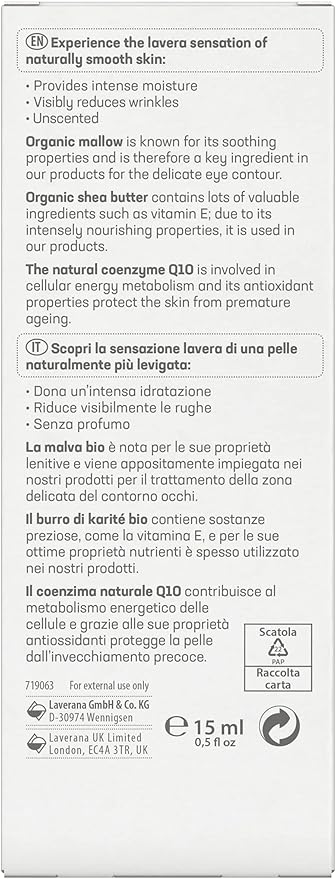 Lavera Basis Sensitiv Anti-Ageing Eye Cream, 0.5 Ounce-Velvo Beauty