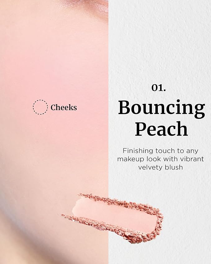 VDL Cheekstain Pastel Blush for Cheeks (Bouncing Peach, 0.2oz) - Lightweight, Velvet Powder Formula - Seamless, Long-Lasting, Natural-Looking Glow | Korean Makeup-Velvo Beauty
