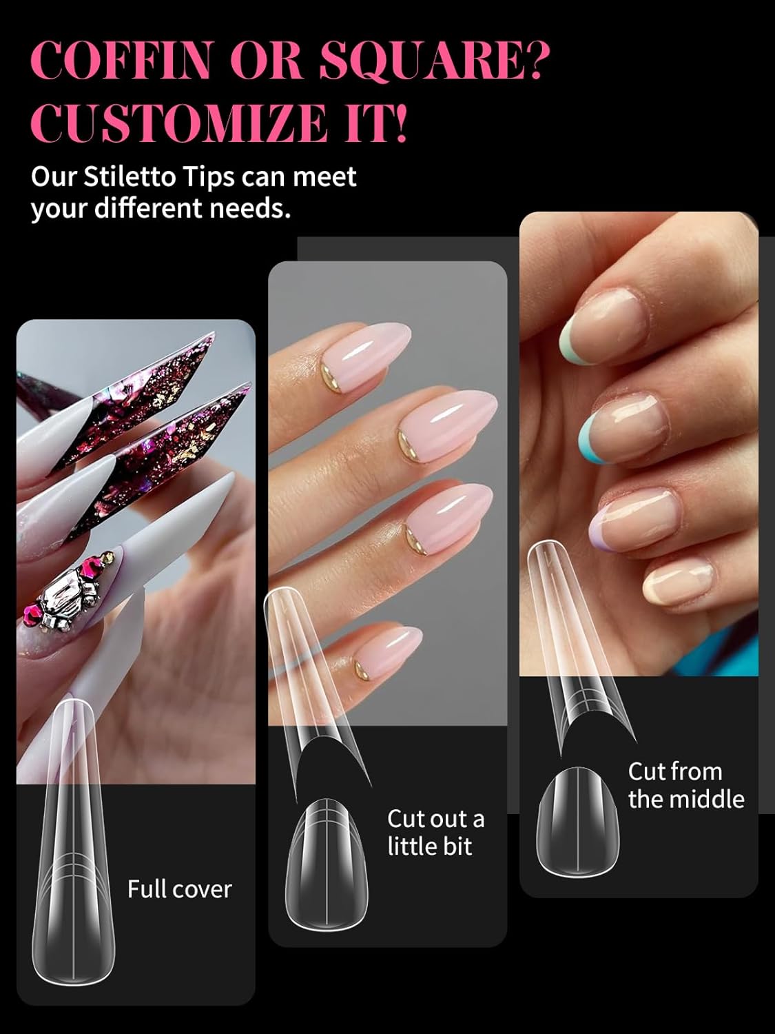 EBANKU Dual Nail Forms for Poly Extension Gel, 150 PCS Clear Coffin Nail Molds Reusable 15 Sizes Nail Extension Forms for Builder Gel Manicure Design Salon DIY-Velvo Beauty