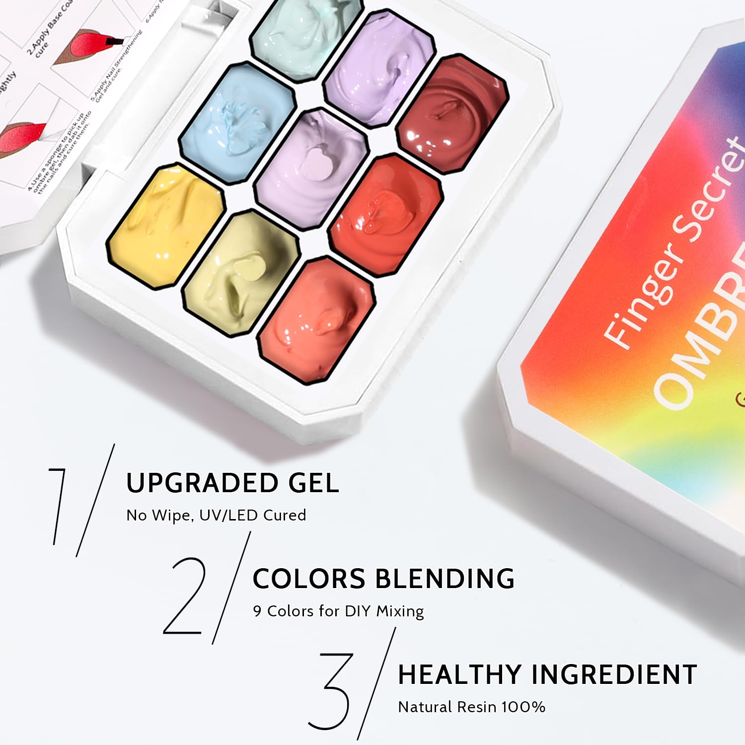 Sponge Pat Paint Nail Gel & Tools Kit, 9 Colors Ombre Nails Gradient Gel Nail Blush Blooming Aura Nails Drawing Stripper Floral Painting Nail Art, No Wipe, UV/LED Curing (9 Colors Set A)-Velvo Beauty