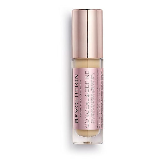 Makeup Revolution Conceal and Define Concealer, Full Coverage & Matte Finish, C5.5 for Fair/Light Skin Tones, Vegan & Cruelty-Free, 0.7 Fl Oz-Velvo Beauty