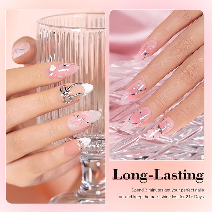 RARJSM Nude Gel Nail Polish Set 6 Colors with Metallic Silver Chrome Gel Liner Sheer Jelly Gray Pale Rose Apricot Pink GelPolish Transparent French Manicure Neutral GelVarnish LED UV Curing Requires-Velvo Beauty