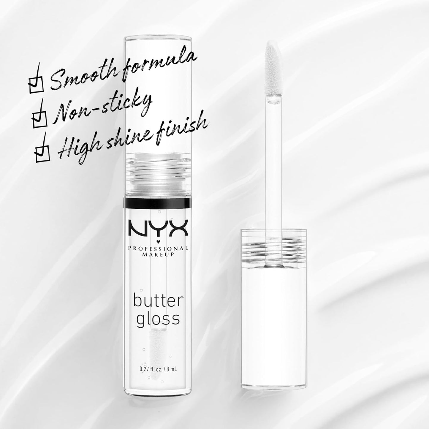 NYX PROFESSIONAL MAKEUP Butter Gloss, Non-Sticky Lip Gloss - Sugar Glass (Clear), Pack Of 3-Velvo Beauty