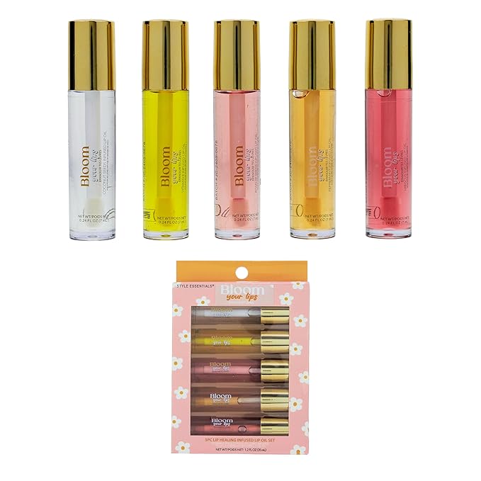 Expressions 5pc Lip Oil Set - Bloom Your Lips Style Essentials Lip Oils, Lip Healing Lip Oil Collection with Precision Applicator Wand | Moisturizing for Everyday Lip Care and Lip Repair (DAISY)-Velvo Beauty