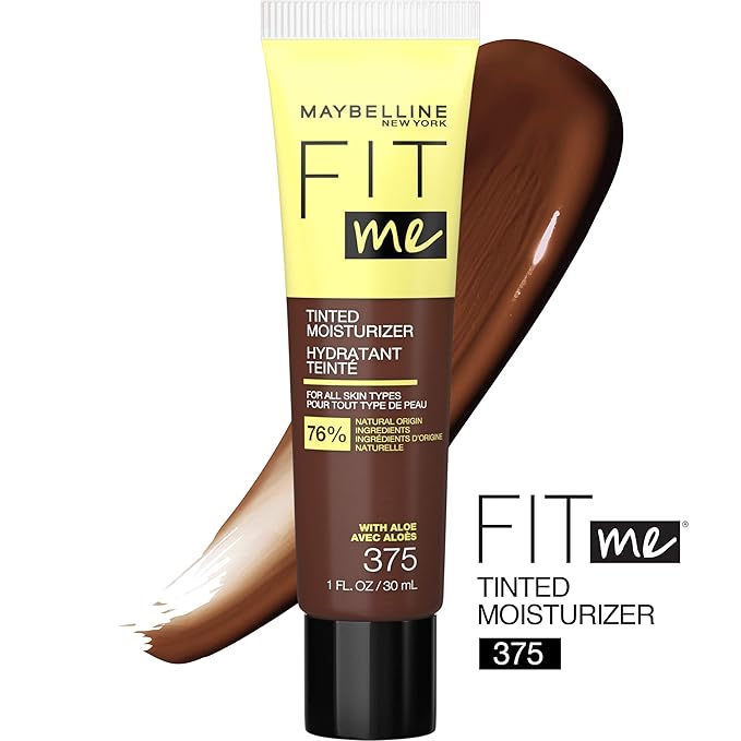 Maybelline Fit Me Tinted Moisturizer, Natural Coverage, Face Makeup, 375, 1 Count-Velvo Beauty