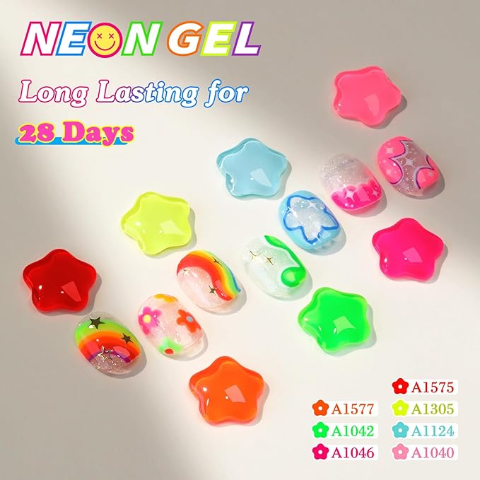 Double Rhythm 28Pcs 0.5Oz Gel Nail Polish Set Same Color Same Bottle Soak Off Gel Polish Kit Nail Art Manicure Salon DIY at Home for Women (Candy Neon Collection-T24-6)-Velvo Beauty