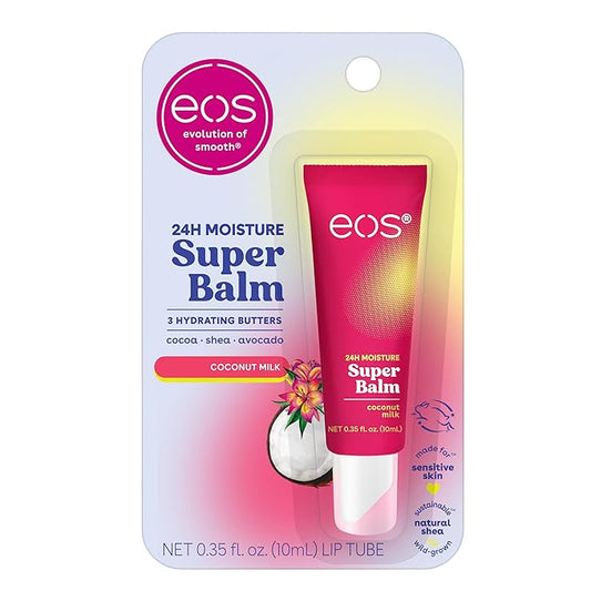 eos 24H Moisture Super Balm- Coconut Milk, Lip Mask, Day or Night Lip Treatment, Made for Sensitive Skin, 0.35 fl oz-Velvo Beauty