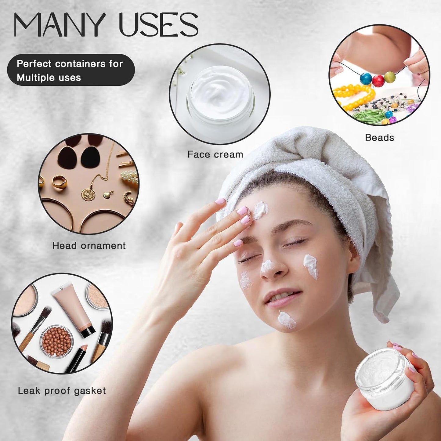 SATINIOR 100 Pcs Plastic Jars with Lids Small Containers Lids Wide Mouth Small Plastic Containers for Lotion Cream Rhinestones Body Butters Travel Storage(6 oz,Black)-Velvo Beauty