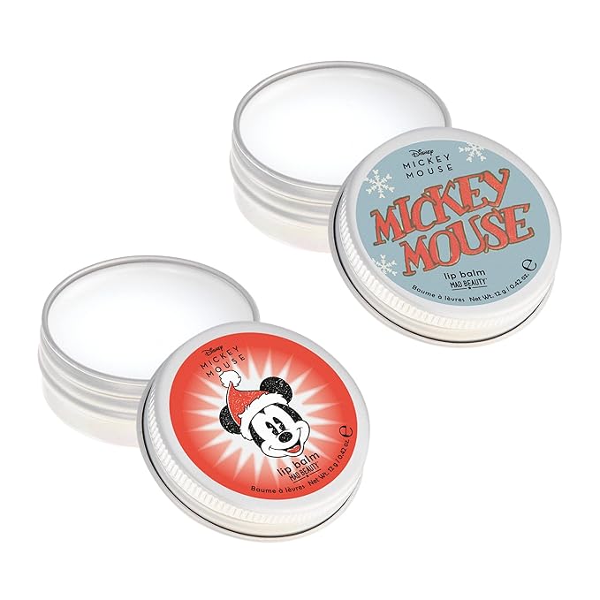 MAD BEAUTY Disney Mickey Mouse Lip Balm Duo, Frosted Berries & Vanilla Scented, 2-Pack, Gift Wrapped, Christmas, Holidays, Moisturizing-Velvo Beauty