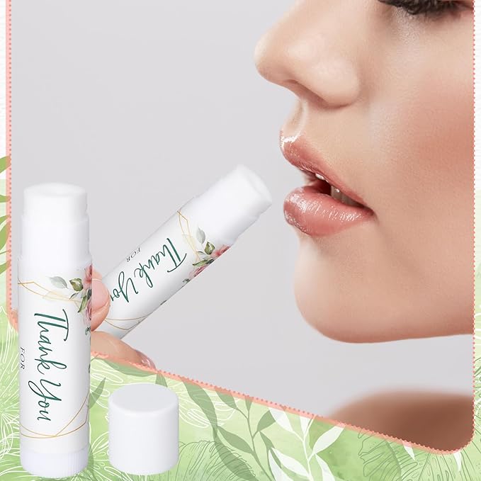 Whaline 60Pcs Thank You Gift Lip Balm Bulk Wedding Lip Balms Vanilla Flavor Floral Moisturizing Lip Care Guest Basket Gift Stuffer for Bridal Shower Baby Shower Birthday Party Favor Supplies-Velvo Beauty