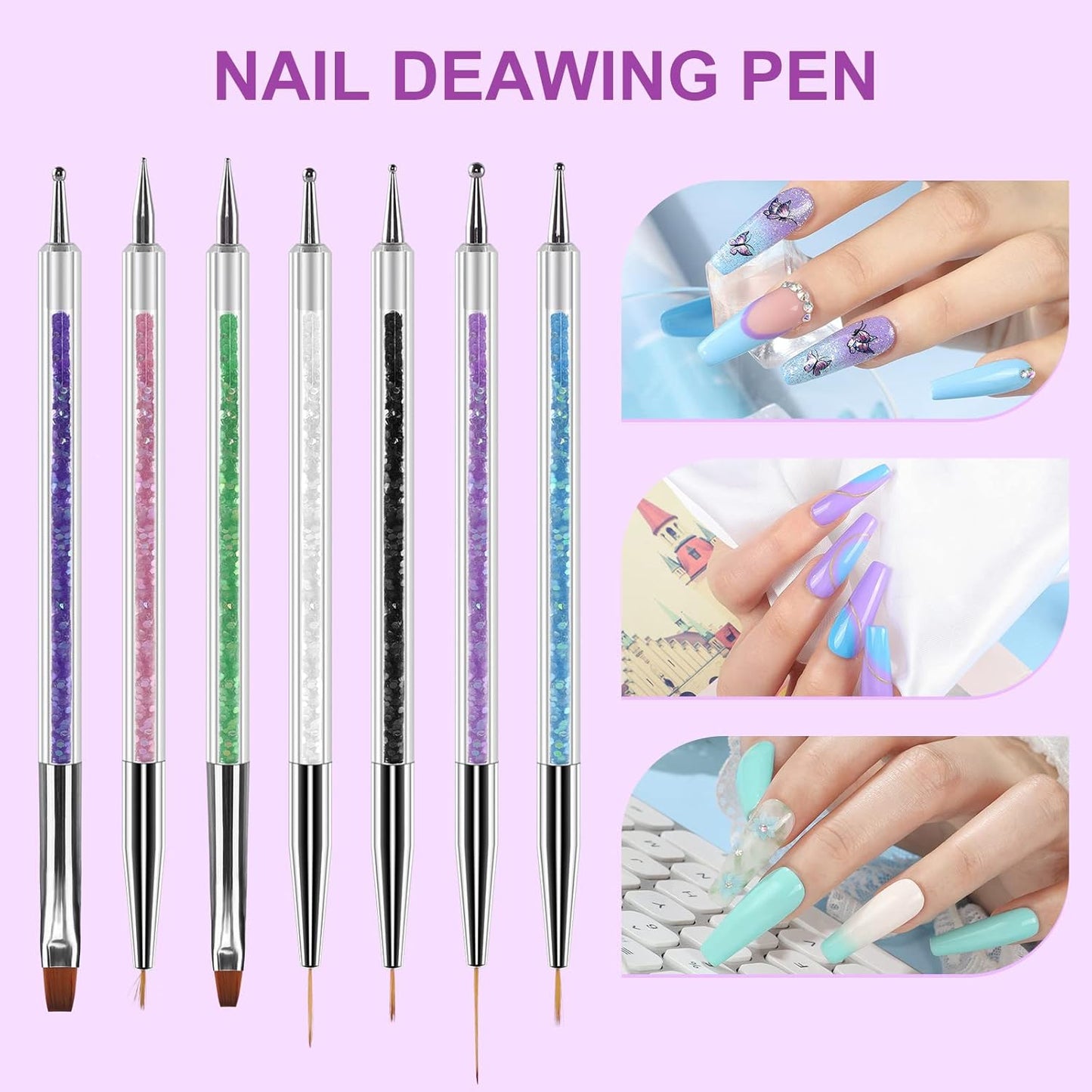 Artdone 9PC Nail Art Brushes Set - Liner Brush, Dotting Pen, Gel Polish Painting Tools For Nail Art Design-Velvo Beauty