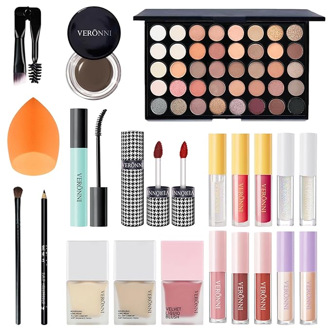 VERONNI Makeup Set,All In One Makeup Kit for Women Full Kit,Multipurpose Women's Makeup Sets,Beginners and Professionals Alike,Easy to Carry (Kit 011 (22pcs))-Velvo Beauty