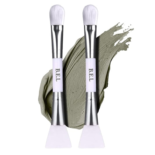 Bare Essentials Living Clay Face Mask Brush (2 Pack, White) Dual Soft Silicone Face Mask Applicator Brush Tool, Great Facial Essentials, Moisturizer Applicator & Skincare Brush for Facials-Velvo Beauty