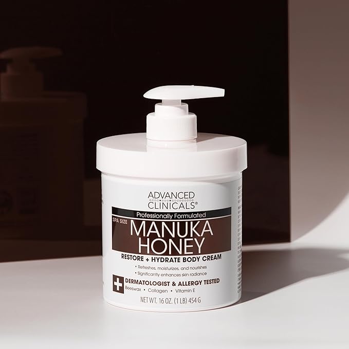Advanced Clinicals Manuka Honey Body Cream For Women & Men | Body Butter Lotion For Extremely Dry Skin | Collagen Cream | Skincare Moisturizer Hydrating Balm Improves Look Of Aging Skin, 16Oz, 2-Pack-Velvo Beauty