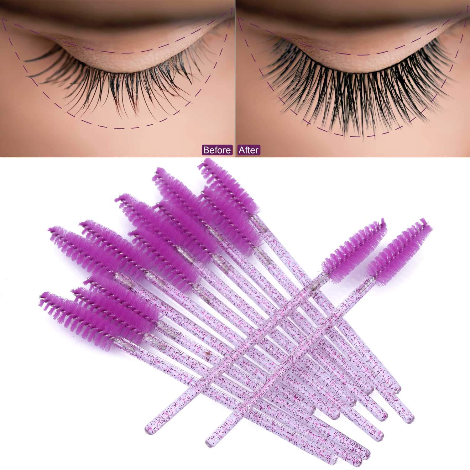 Tbestmax 1000 Disposable Mascara Wands Eyelash Brush Spoolies for Eyebrow Eye Lash Extension Colorful-Velvo Beauty