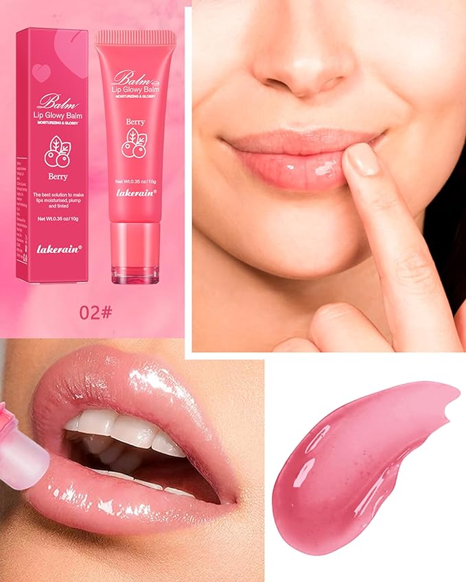 Moisturizer Lip Glowy Balm, Hydrating & Nourishing Repair Sleeping Lip Mask, Shine Glossy Finish Lip Oil, Day and Night Smooth Cracked Chapped Dry Lips, Lip Care Therapy Treatment for Women-2#Berry-Velvo Beauty