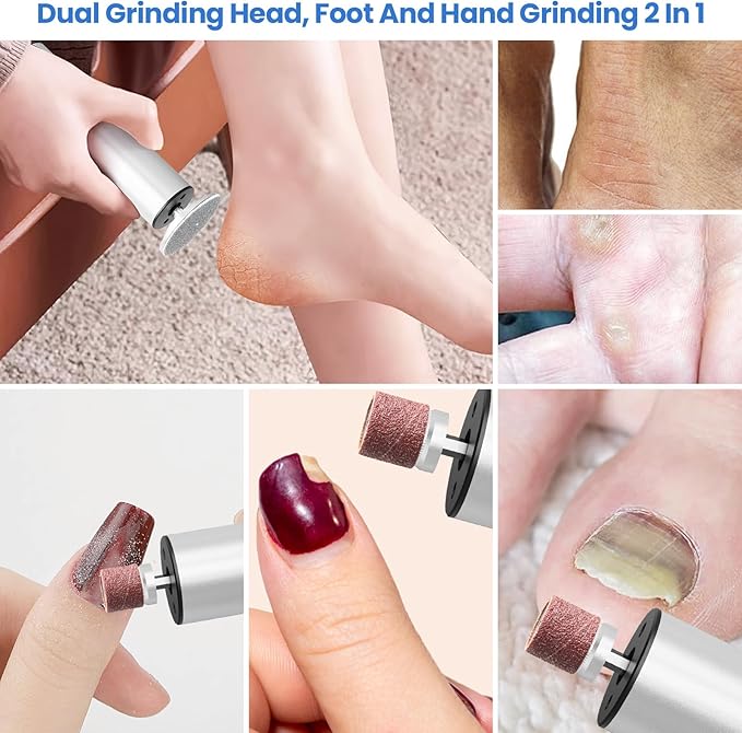 Electric Foot Callus Remover, 2 in 1 | 6 Speed Adjustable Foot File Nail Grinder with Sandpaper Disks, Professional Sander Pedicure Tool for Feet Dead Skin, Self Care Gifts for Women Mom Lover Friends-Velvo Beauty
