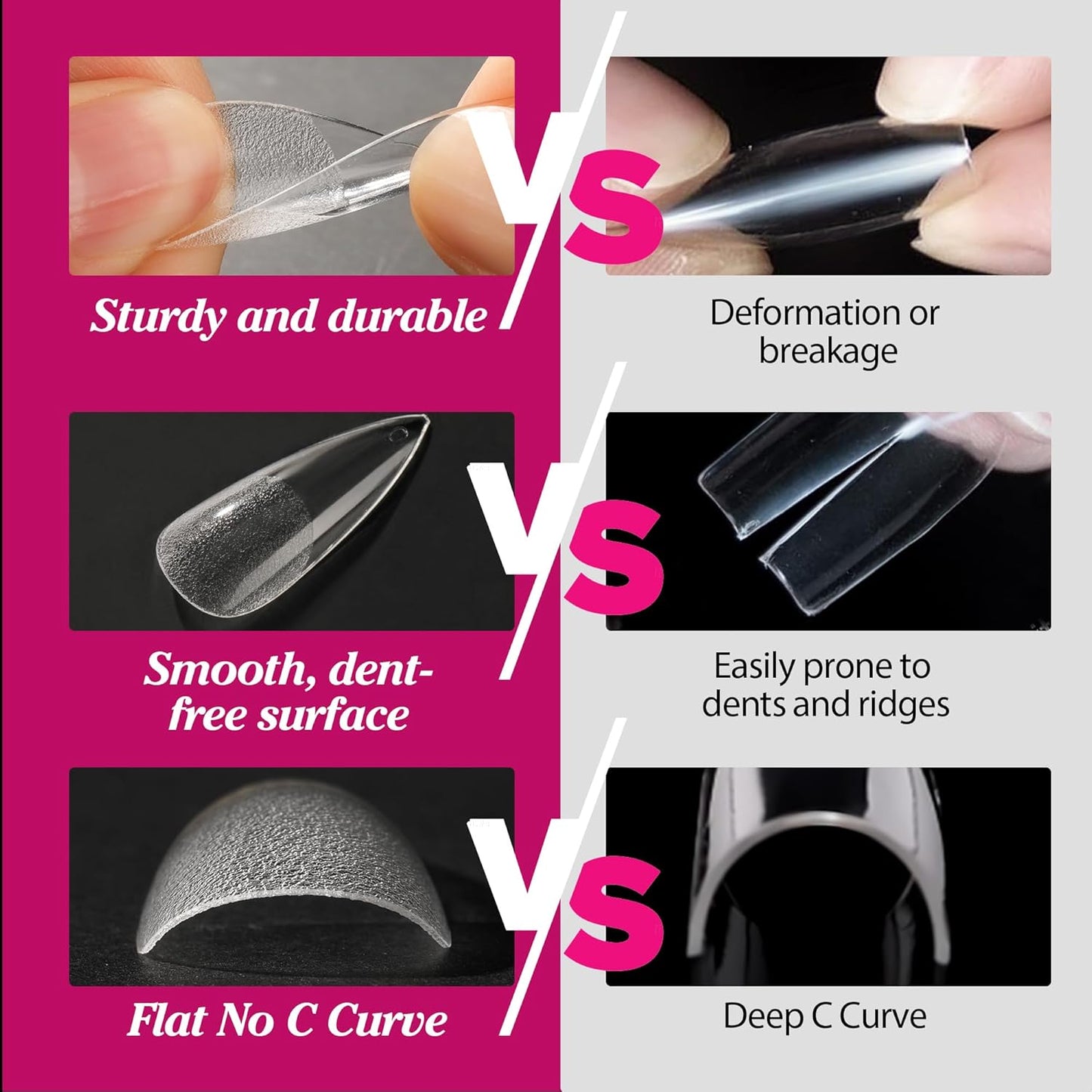 UNA GELLA Long Stiletto Gel Nail Tips Halloween Full Cover 504PCS Pre-shape Long Stiletto Almond Fake Clear Nails Tips No Need File Gel Tips No C Curve for Nail Extension DIY Art Salon 12 Sizes-Velvo Beauty