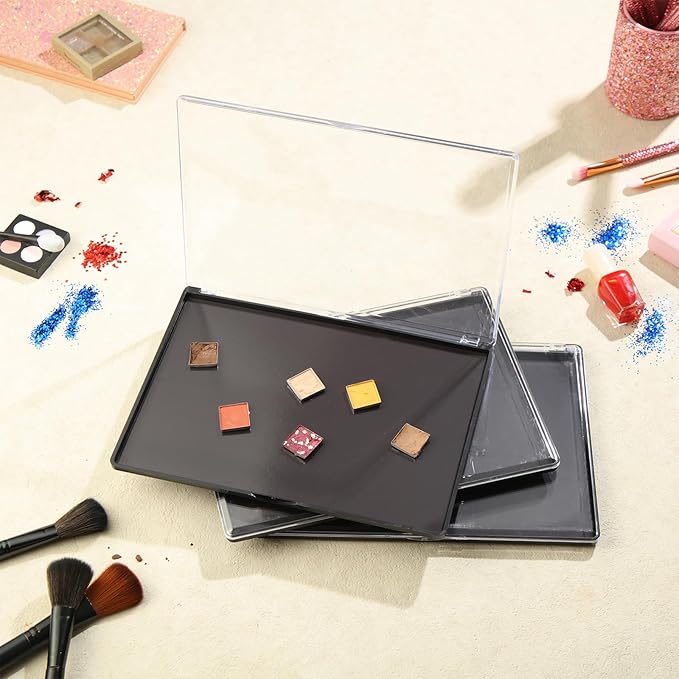 3 Pcs Large Empty Magnetic Eyeshadow Palette Cosmetics Pan with Clear Top DIY Eyeshadow Pan Cosmetics Dispensing Storage Box for DIY Eyeshadow Lipstick Pigment Blush 9.25 x 6.57 x 0.47 Inch-Velvo Beauty