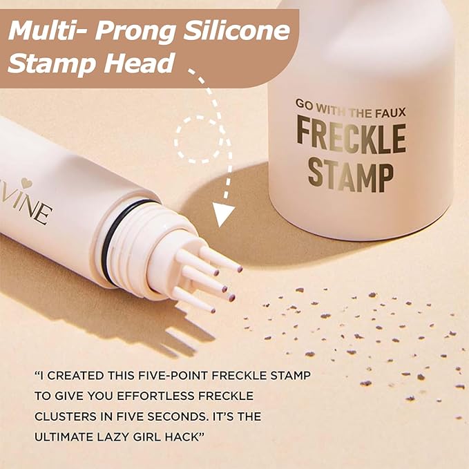 Freckle Stamp Pen, Fake Freckle Stamp Makeup Tool, Faux Freckle Stamp with Quick Dry 5-Point Multi-Prong Soft Tip, Waterproof & Long Lasting Lifelike Sunkissed Face Freckle Makeup (1# Light)-Velvo Beauty