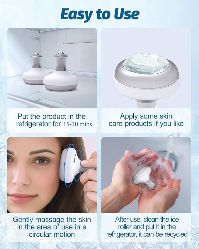 2 Pack Ice Roller for Face and Eyes, Facial Roller Device for Women, Ice Wand for Different Skin-Velvo Beauty