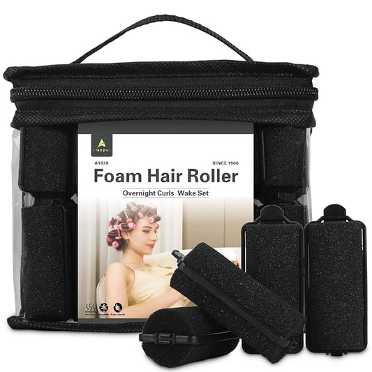 36 Pieces Foam Sponge Hair Rollers - Soft Hair Styling Curlers for Hair Curls (Black, Flexi Rod, 2.8x0.98inch)-Velvo Beauty
