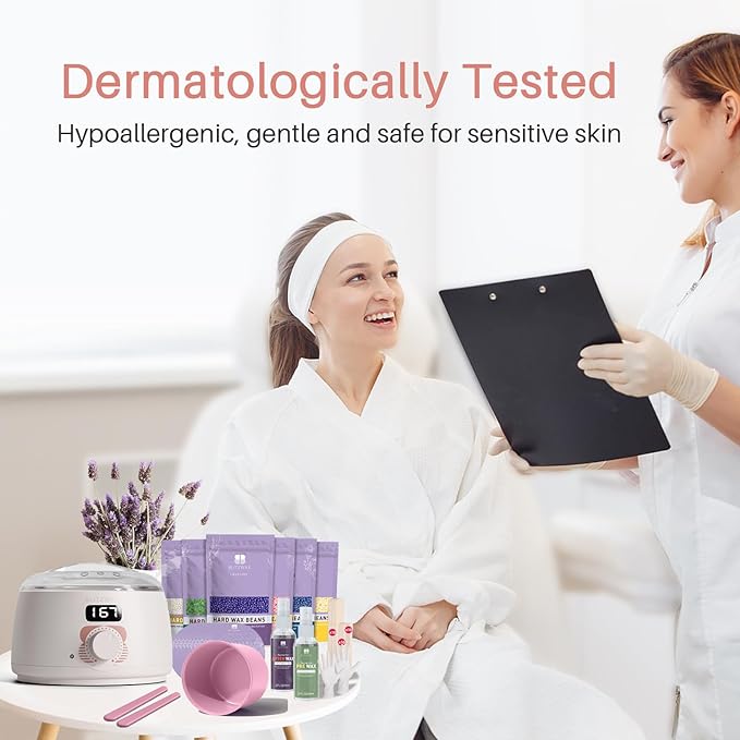 BLITZWAX Brazilian and Bikini Waxing Kit for Women, Hard Wax Warmer for Face, Legs, and Body, At Home Hair Removal Kit, Beginner Friendly, Quick Heating, 6 Packs Wax Beads-Velvo Beauty