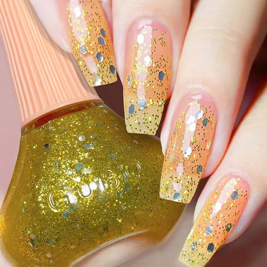 Major Dijit Quick Dry Nail Polish Glitter Yellow Summer Nail Lacquer for Nail Art Regular Nail Polish 0.41 fl oz.-Velvo Beauty