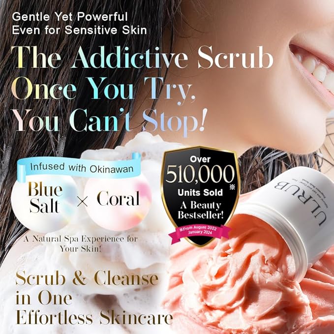 ULRUB Body Scrub 460g Perfumed Scrub Dark Spots Intimate Areas Knees Arms Dead Skin Cells Elbows Heels CICA Extract Placenta Vitamin C Body Smoother Gift CHURACOS Japan For Women ULRUB ulrub-Velvo Beauty